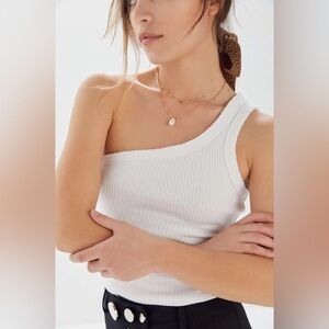 Urban Outfitters White One Shoulder Tank Top